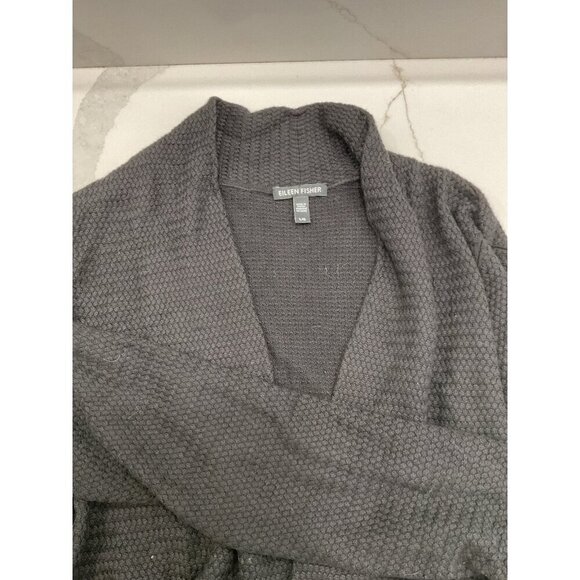 Eileen Fisher Tencell and Silk Black Knit Cardigan Size L - Picture 3 of 6